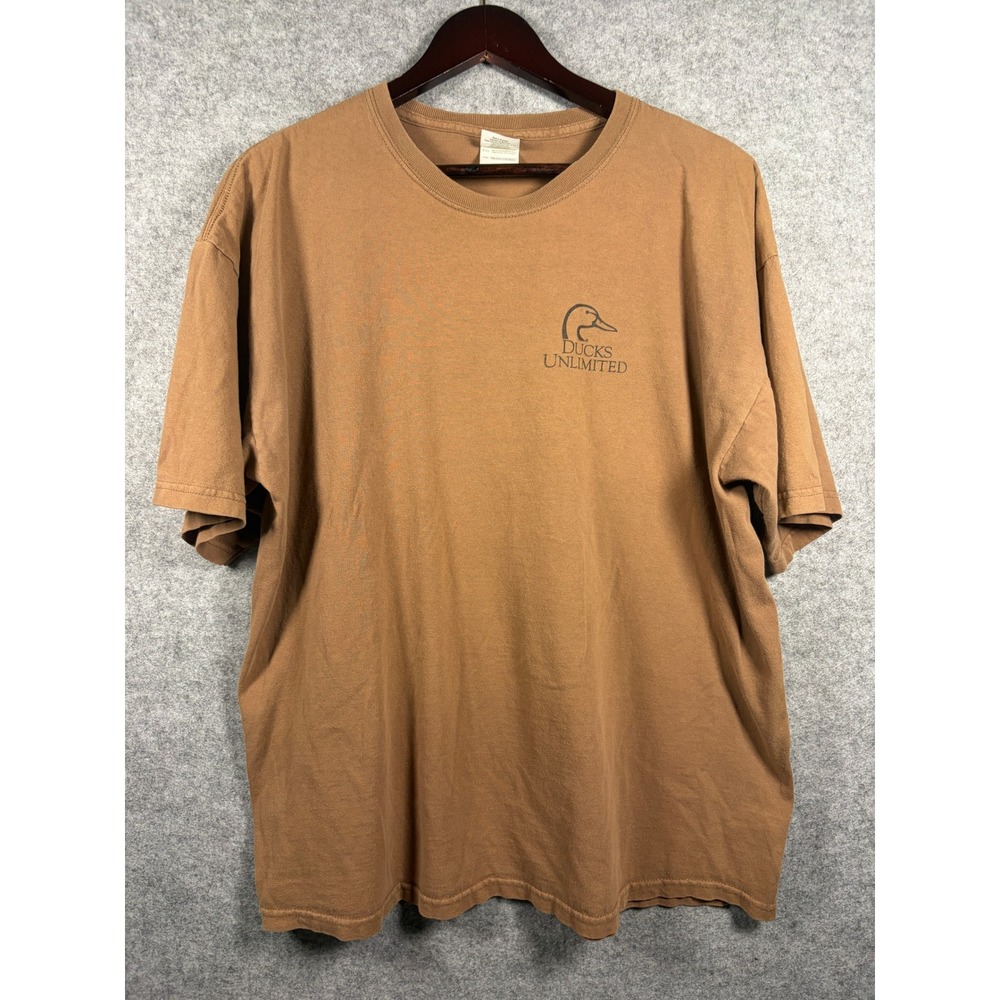 Gildan Ducks Unlimited Mens XL Brown T-Shirt Denver Bryan Lab Puppy Graphic Tee